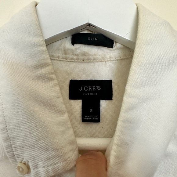 J.Crew Oxford cotton button down shirt in white with strips - Picture 2 of 3